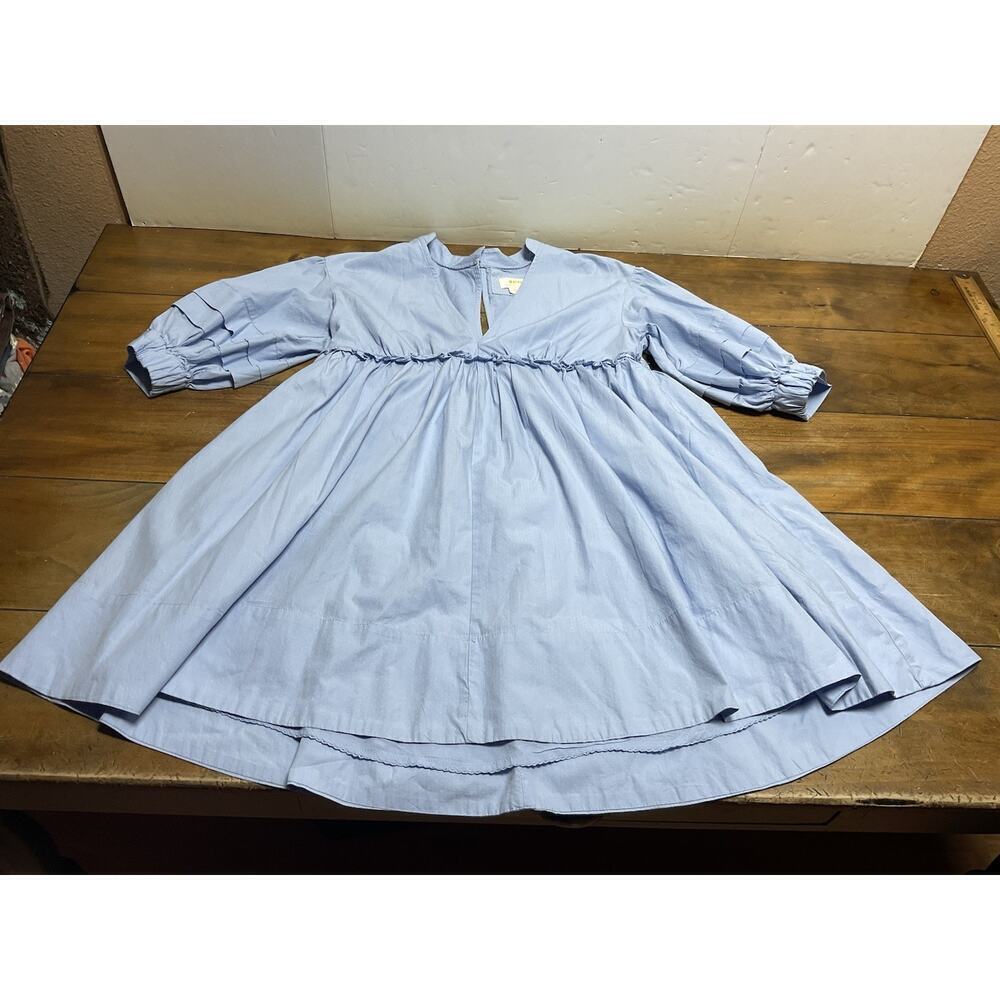 Maeve Anthropologie Blue Babydoll V-Neck Tunic Dress Women's Small